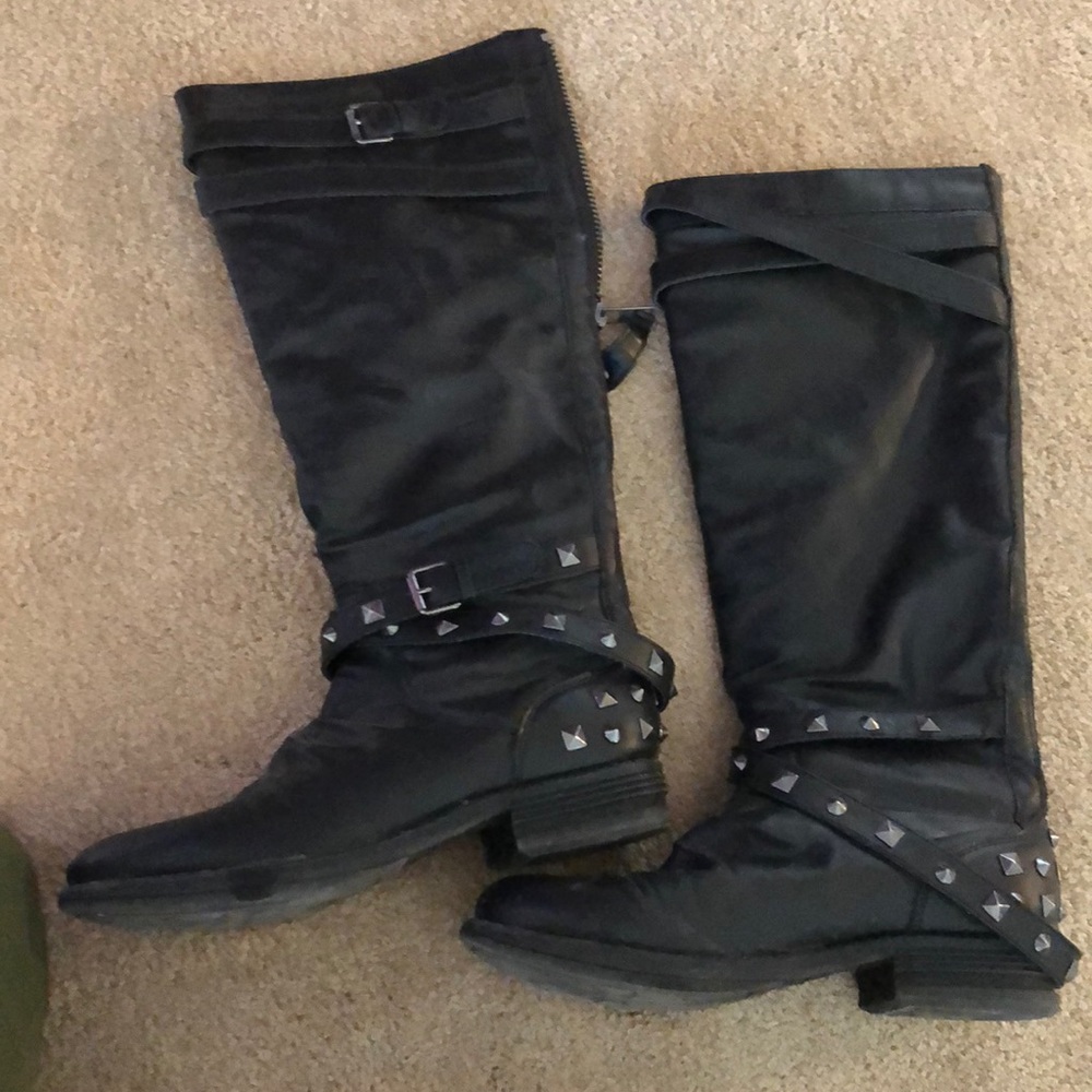 Black tall combat boots